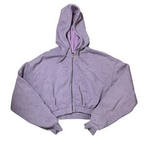iets frans Purple Lavender Cropped Hoodie Sweatshirt